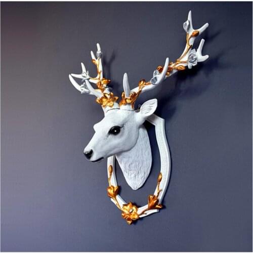 3D DEER HEAD RESIN RETRO HANGINGS VINTAGE SCULPTURE ANTIQUE CRAFTS BIRTHDAY GIFT WALL CLUB OFFICE HOME DECORATION ARTWORK A663