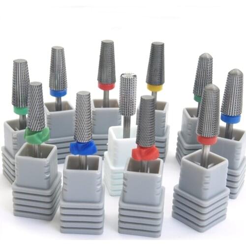 4 in 1 Tapered Safety Carbide Nail Drill Bits With Cut Drills Carbide Milling Cutter For Manicure Remove Gel Nails Accessories
