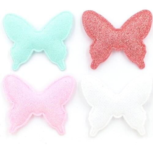 8Pcs Padded Butterfly Cloth Patches Glitter Fabric Felt Appliques for Clothes Sewing Supplies DIY Craft Hair Bow Accessories F19