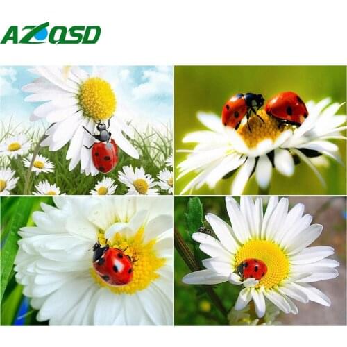 AZQSD Diamond Painting Ladybug Mosaic Full Square Drill Diamond Art Painting Kits Animal Picture Of Rhinestones Decor For Home