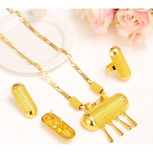 Bangrui 2017 Jewelry Latest Africa Traditional Jewelry Set Necklace Earrings Gold Color Eritrea Womens Fashion