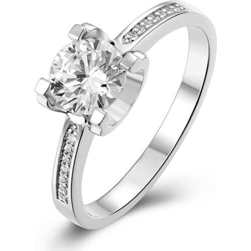 BOEYCJR 925 Silver 1ct D color Moissanite VVS1 Elegant Engagement Wedding Ring With national certificate for Women Gift
