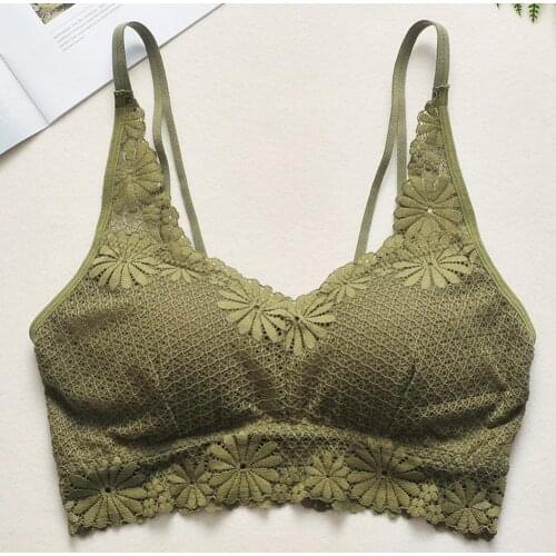 Sexy Floral Lace Bras for Women Seamless Push Up Backless Bralette Lingeries Summer Soft Wireless Push Up Bra femme Underwear