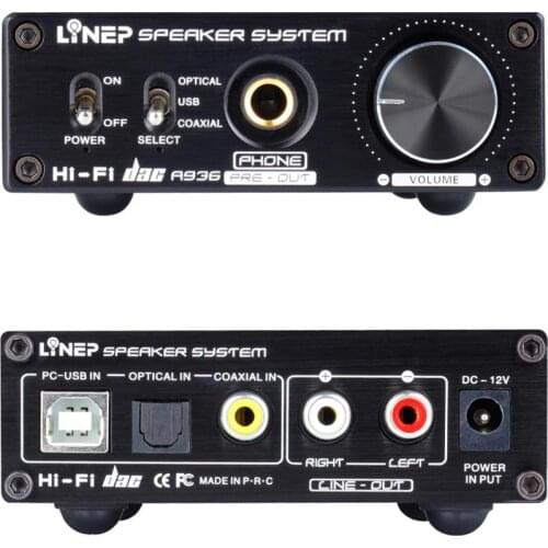 DAC Digital To Analog Audio Decoder Headphone Amplifier Fiber Coaxial USB Digital Audio Decoder