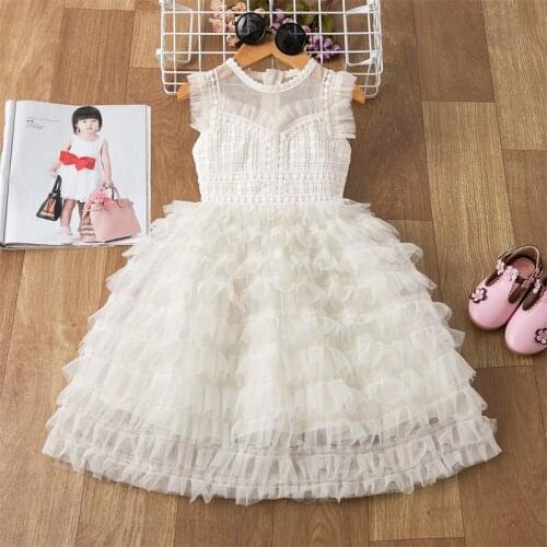 Boutique Girls Summer Dress Lace Casual Dress Children Clothing Toddler Girls Wedding Birthday Party Dress Flower Girls Dress