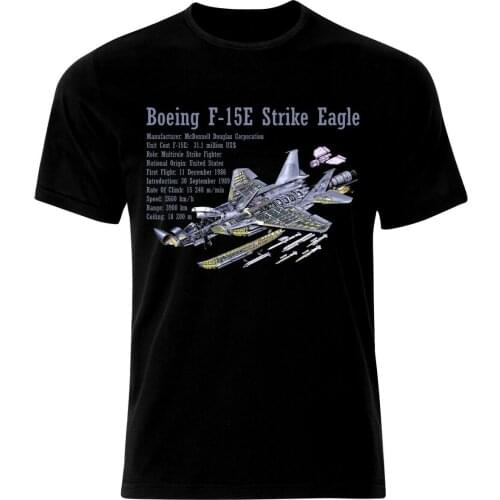 Boeing F-15E STRIKE EAGLE Air Fighter Aircraft Jet Airplane Blueprint T-Shirt