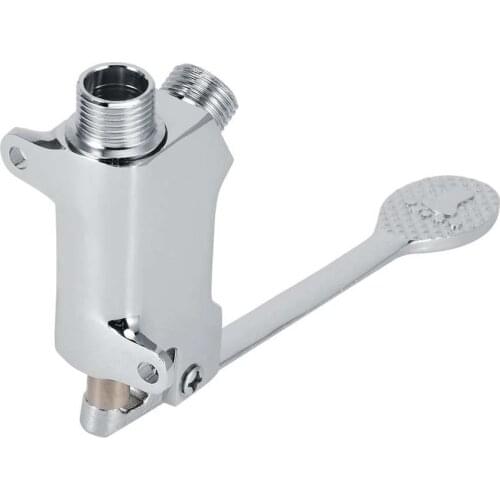 G1/2 Thread Faucet Single Foot Valve Copper Floor Mount Foot Pedal Valve Accessory for Bathroom Basin Faucet