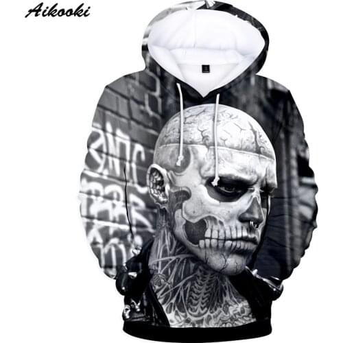 Aikooki Canada Rick Genest 3D Hoodies Boys/girls Zombie Boys 3D Hoodie Sweatshirts Pullover Hooded Men Autumn Hoodie Outwear