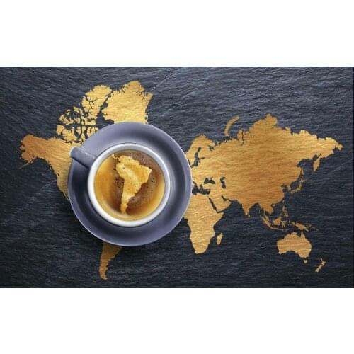 World Map Coffee Giant Art Silk Poster Home Wall Decor