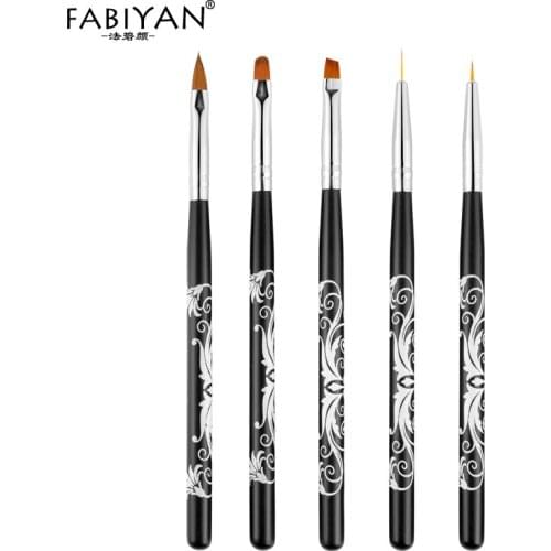 Nail Art Painting Brush Drawing Liner Pen Oblique Round 3D Tips Design Flower Builder UV Gel Polish Carving Pen Manicure Tools