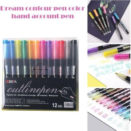 12pcs Marker Pen for Highlight Writing Taking Notes Drawing DIY Art Projects Kids Adult GK99