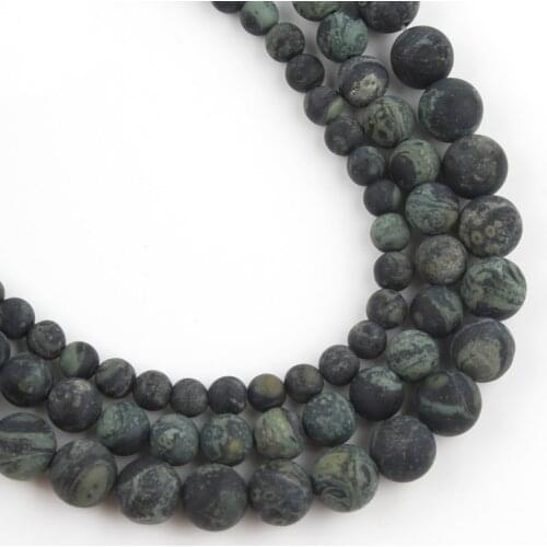 Natural Stone Frosted Matte Green Eyes Jaspers 4MM-12MM Round Loose Beads for Jewelry Making Diy Bracelet Necklace 15 Inches