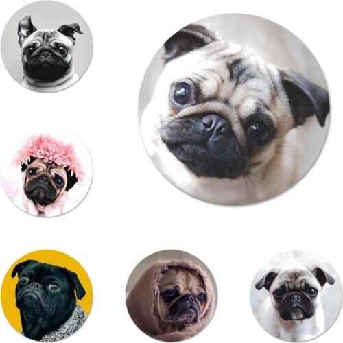 Cute puppy Bulldog pug animal Badge Brooch Pin Accessories For Clothes Backpack Decoration gift 58mm