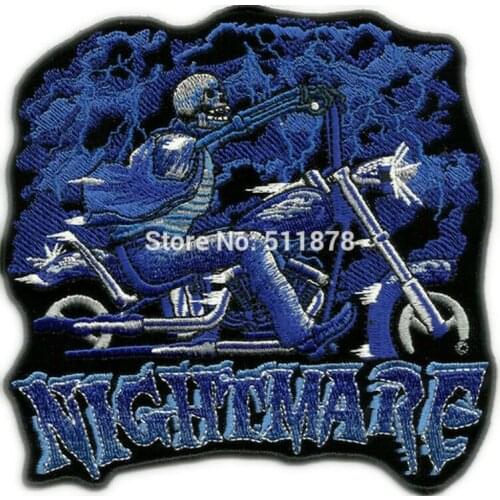 5" DEATH SKULL NIGHTMARE Chopper Outlaw MC Embroidered Motorcycle Biker Vest Patch IRON ON Badge emblem Jacket back applique