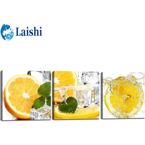 3pcs DIY Diamond Painting Ice cubes, lemons, drink shop decoration Full Square/Round Drill Diamond Embroidery Mosaic Home Decor