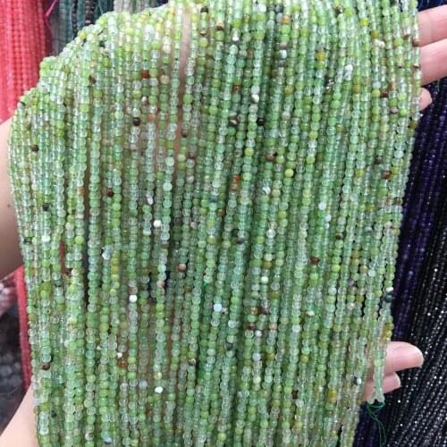 Natural Stone Green Agates Small Beads 3 mm Section Loose Bead for Jewelry Making Necklace DIY Bracelet 15"