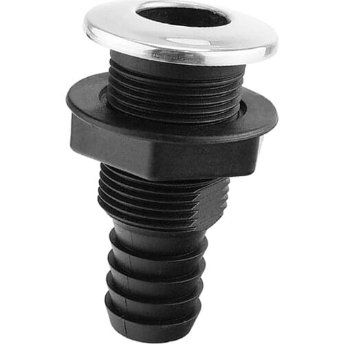 Plastic Thru Hull Hose Fitting W/ Stainless Rim Boat Marine 25mm Black