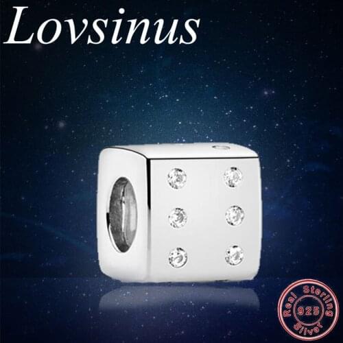 Authentic 925 Sterling Silver Shiny Dice Dangle Charm Fit Original Europe Charm Bracelet Bead Women DIY Jewelry Making Berloque