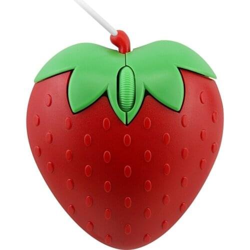 Wired Mouse Cartoon Mini Strawberry Cute Design Computer Mause 800 DPI USB Optical Portable Mice With Mouse Pad For PC Laptop