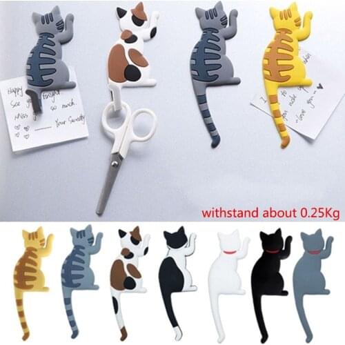 Fashion Cute Creative Cat Magnetic Wall Mount Keys Hook Multifunction Refrigerator Sticker Fridge Magnet Decor Hanging Hook