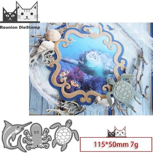 Reunion New Design Craft Metal Die Cuts Dolphin Octopus Turtle Cutting Die Scrapbooking Album DIY Paper Card Embossing Stencils