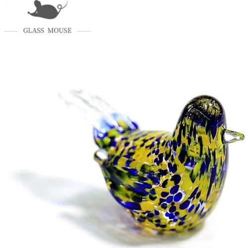Hand Blown Miniature Glass Bird Art Figurine Ornament Cute Vivid Colorful Animal Sculpture Home Table Top Decoration Accessories