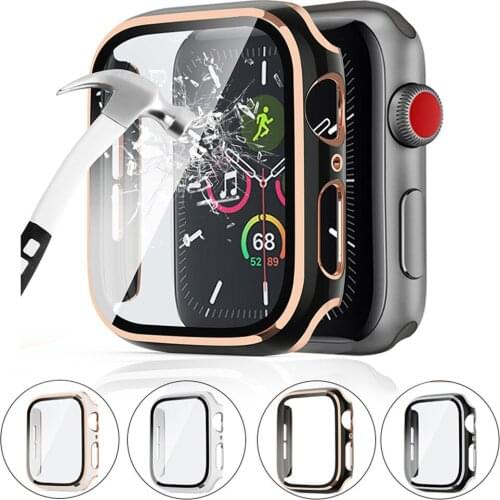 Protector+Bumper For Apple Watch Case 6 5 SE 44mm 40mm HD Screen Tempered Glass+Cover iWatch series 6 4 3 42mm 38mm Accessories