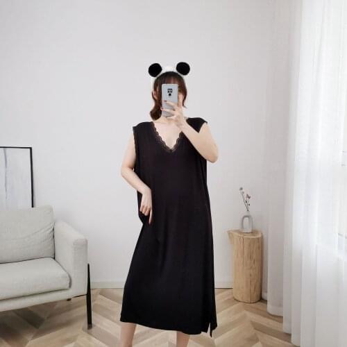 200kg plus size plus fat ladies summer sexy lace short-sleeved loose nightdress womens home pajamas