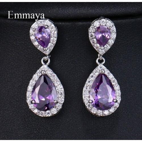 EMMAYA Rose Gold Vintage Allure Purple CZ Earrings Women Wedding Jewelry Femme Brincos Gift