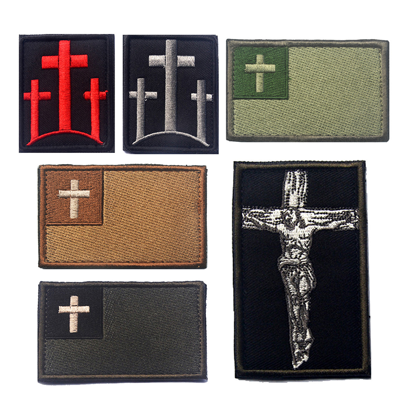 1 Pc 3D Embroidery Cross Armband Patch Hook and Loop Army Military Combat Badge Backpack Hat Leather Jacket Applique DIY