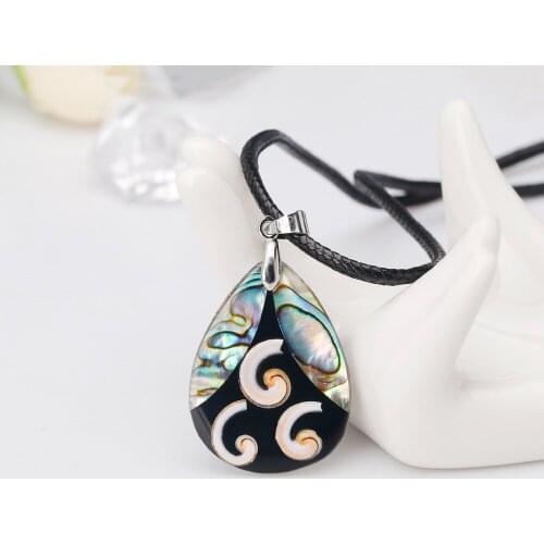 1pc natural Sea Shell water drop pendant Necklace for Women Fashion simple punk rope chain necklace for girls