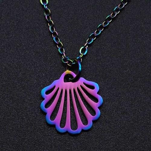 100% Stainless Steel Rainbow colorful Shell Charm Necklace for Women Accept OEM Order Fashion Jewelry Necklaces