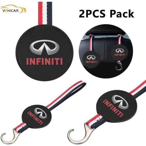 VEHICAR 2Pack Seat Back Organizers Universal Hooks Car Headrest For INFINITI Auto Handbag Clothes Coats Grocery Bags Organizer