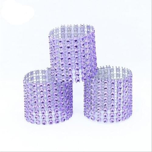 20Pcs/Lot Plastic Rhinestone Wrap Purple Napkin Ring New Napkin Rings Chair Buckle Hotel Wedding Supplies Home Talbe Decoration