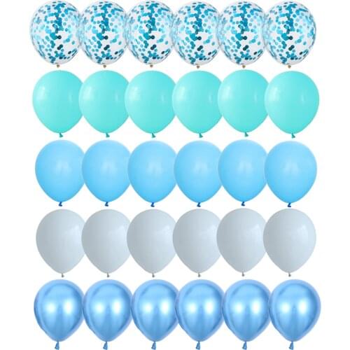 30pcs Tiffany Blue Balloons Set Chrome Metallic Latex Balloon with Confetti Balloons Wedding Birthday Party Decor Baby Shower