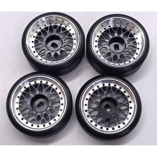 4pcs/lot RC Mosquito Car Wheels for HGD1 MINI-Q MINI-D MINI-ZDRZ Weili BBS Metal Wheel with Drift Tire Black