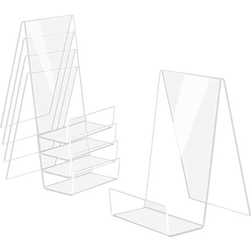 5 Pieces Acrylic Display Stand Clear Crystal Acrylic Picture Frame Book Holder Display Stand for Office Home Bookshops