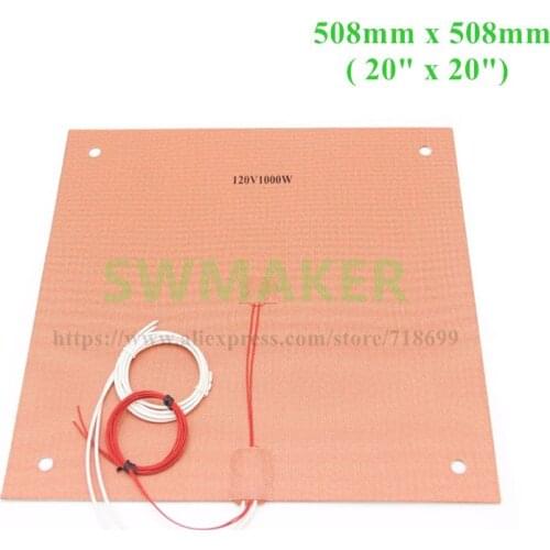 SWMAKER 508mm/20'' Silicone Heater for Creality CR-10 S5 3D printer heated Silicone Heater Pad fast heating