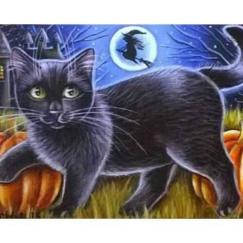 5D diamond embroidery Black cat stickers diamant cross stitch full round diy diamond painting butt pattern Mosaic pictures