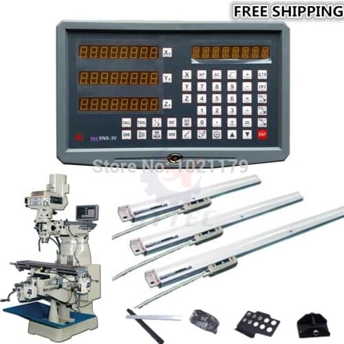Free shipping 5 micron linear sensor with milling machine 3 axis digital readout