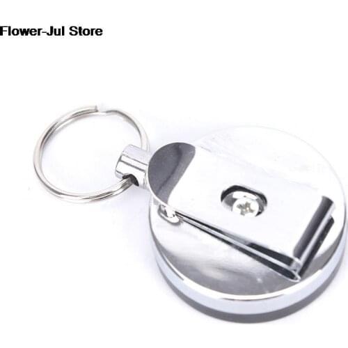Card Badge Holder Reel Recoil Belt Clip Unique Silver Metal Retractable Pull Key Chain Reel ID Badge Lanyard Name Tag Hot sale