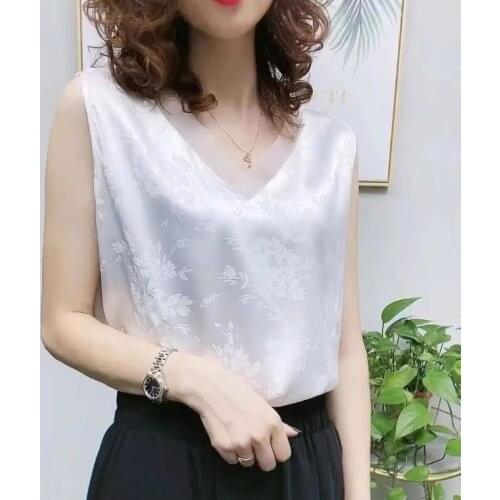 Womens Summer Blouses Sleeveless Lace Basic Ladies Black Beautiful Blouses Elegant Satin Silk Blouses for Women Plus Size