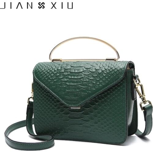 JIANXIU Brand Women Messenger Bags Crocodile Texture Pattern Leather Shoulder Crossbody Bag Fashion Half Round Ring Tote Handbag