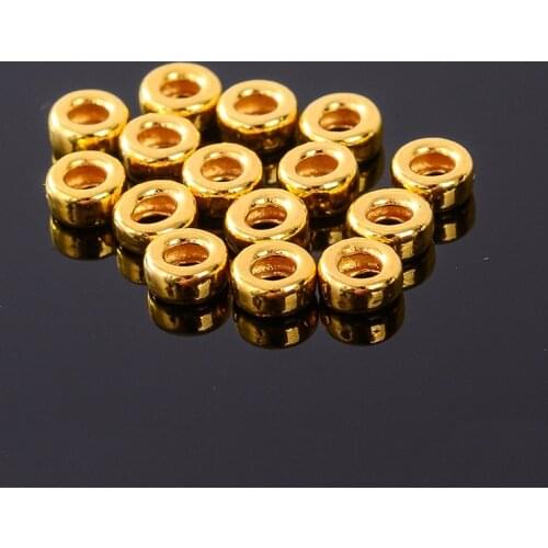 1PCS Real 24K Yellow Gold Bead Luck Smooth Circle Bead Loose Bead 3.2-6.5mmW