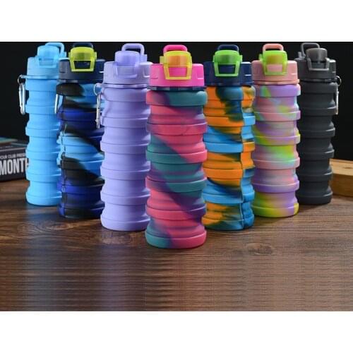 500ml collapsible water bottle portable creative silicone large-capacity portable cup bicycle riding outdoor sports drinking cup