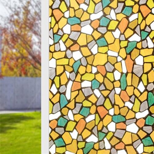 Color stone pattern glueless electrostatic matte film living room bedroom bathroom kids room office sliding door window film