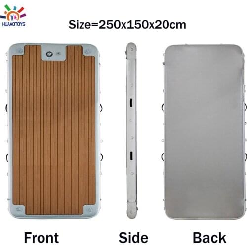Teak color inflatable leisure land 212 swim platform air pontoon floating jet ski dock island