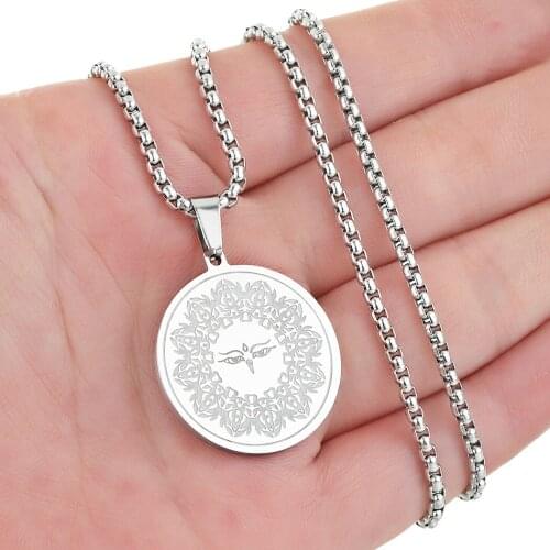 Cxwind Fashion Buddha eyes Amulet Stainless Steel Necklaces Personalized Jewelry Chain Geometric Pendant Necklace for Women Gift