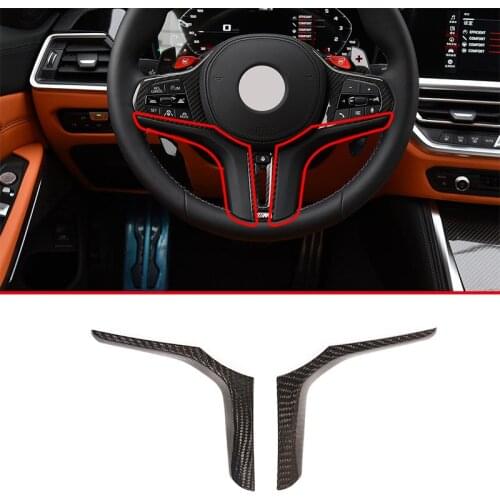 For BMW M Sport car styling Real Carbon Fiber Car Steering Wheel Decorative strip Sheet Sticker Car Interior Accessories