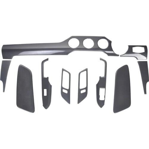 For Ford Mustang 2015up Car Inner Real Dry Carbon Fiber Decoration Stickers Kit Car Interior Accessories 10pcs/set